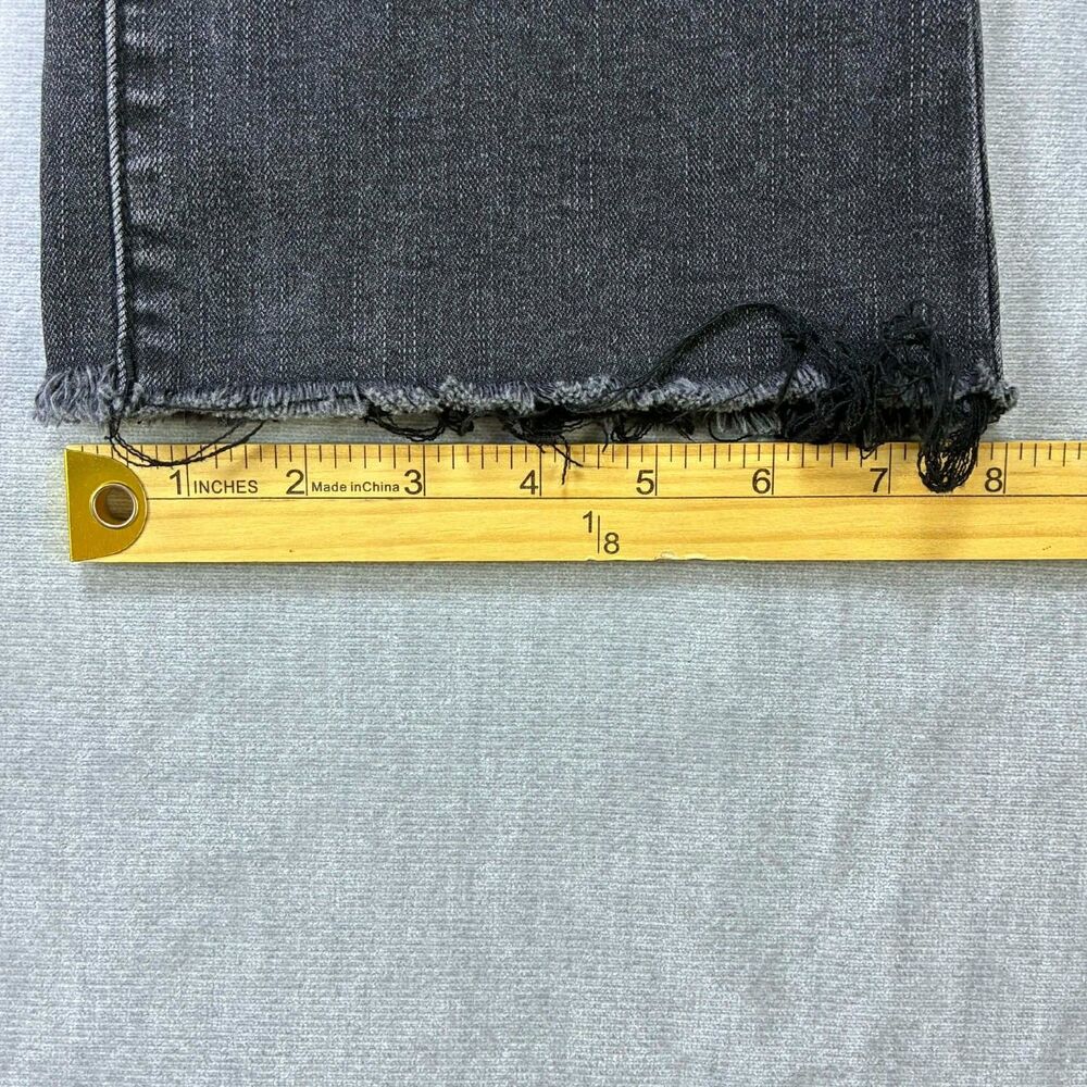 Joe’s Jeans Women 27 Bootcut Black Wash Cropped Raw Hem Stretch Denim Frayed - Picture 8 of 8